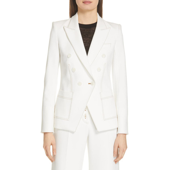 Veronica Beard Jackets & Blazers - Veronica Beard White Cosmo Dickey Stitched Double Breasted Blazer Size 10